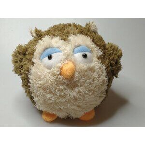 2012 SQUISHABLE Stuffed OLIVE GREEN Plush OWL 7" x 11"